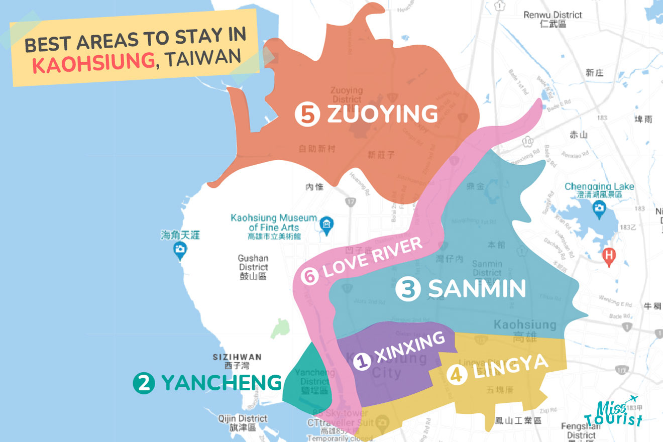 Map of best places to stay KAOHSIUNG
